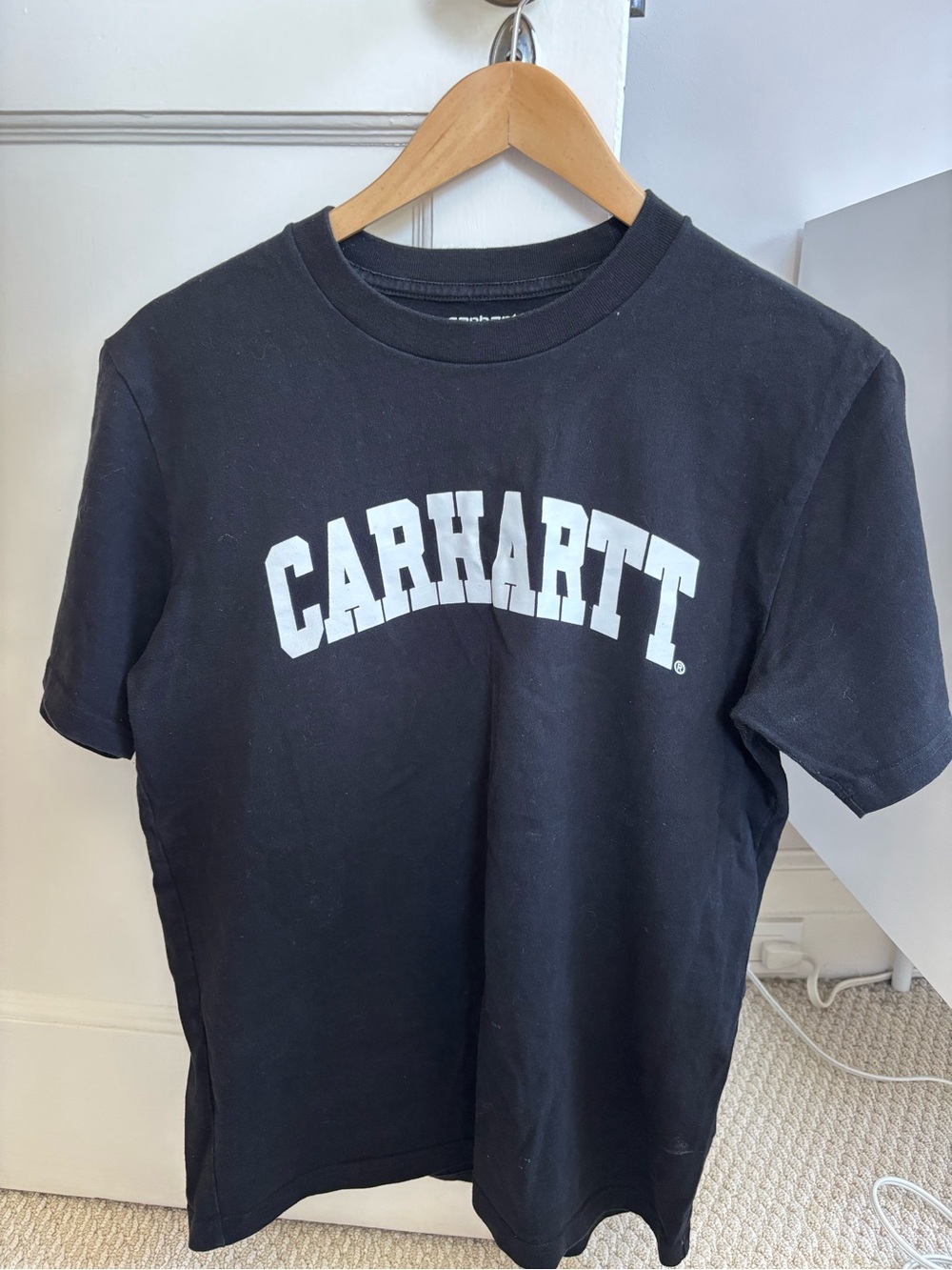 Carhartt Black Crewneck T-Shirt with White Logo Print